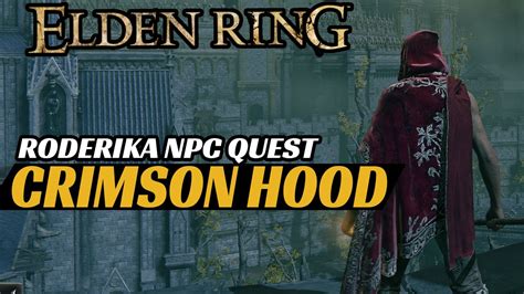 She can be found inside the Waypoint Ruins, far east from where you first arrive in Limgrave. . Elden ring crimson hood